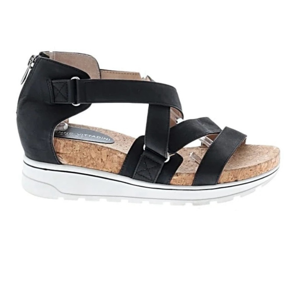 Adrienne Vittadini Sport Cork-Wrapped Wedge Heel Crisscross Sandals
